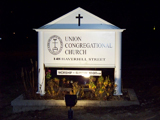 Sign lighting Union Congregational Church North Reading, MA